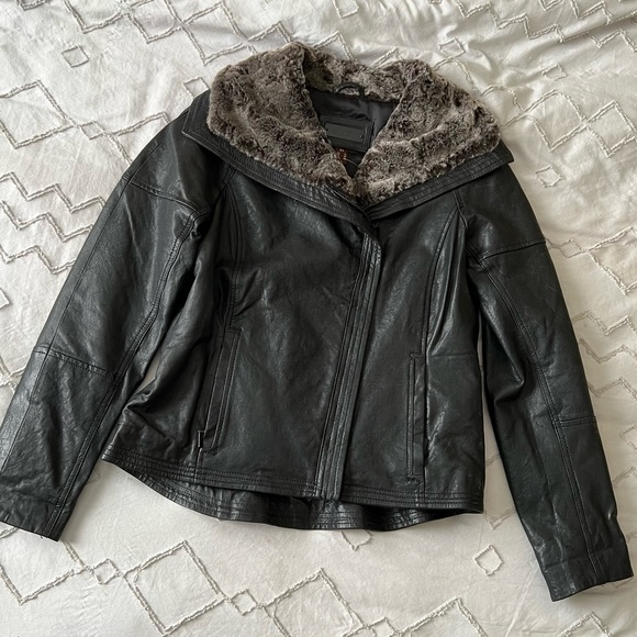 y2k danier leather insulated faux fur jacket - Picture 7 of 16